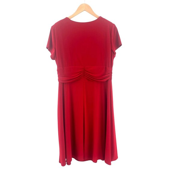R&M Richards Red Faux-Wrap Dress w/Crystals Rhinestones Size 18 2X Plus Wedding - Picture 6 of 10
